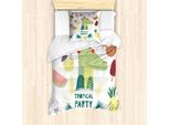 Abakuhaus Set Copripiumino Per Letto Singolo, Tropical-Party Ice Cream, Antiacaro, Adatto A Chi Soffre Di Allergie, Con Federa, 135 Cm X 200 Cm - 80 X 80 Cm, Multicolore