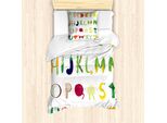 Abakuhaus Set Copripiumino Per Letto Singolo, Verdura, Frutta, Lettere, Antiacaro, Adatto A Chi Soffre Di Allergie, Con Federa, 135 Cm X 200 Cm - 80 X 80 Cm, Multicolore