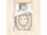Abakuhaus Set Copripiumino Alchimie Per Letti Singoli, Mystic Sun Con Filoni, Antiacaro, Adatto A Chi Soffre Di Allergie, Con Federa, 135 Cm X 200 Cm - 80 X 80 Cm, Pale Zimt Bianco
