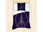 Abakuhaus Set Copripiumino Hippie Viola Per Letti Singoli, Simbolo Della Pace, Antiacaro, Adatto A Chi Soffre Di Allergie, Con Federa, 135 Cm X 200 Cm - 80 X 80 Cm, Viola Indaco