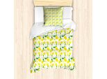 Abakuhaus Set Copripiumino Per Letti Singoli, Motivo Floreale Con Foglie Di Agrumi, Antiacaro E Anallergico, Con Federa, 135 Cm X 200 Cm - 80 X 80 Cm, Giallo-Verde Felce