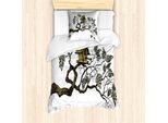 Abakuhaus Set Copripiumino Per Letto Singolo, Casetta Per Uccelli E Ramo, Antiacaro, Adatto A Chi Soffre Di Allergie, Con Federa, 135 Cm X 200 Cm - 80 X 80 Cm, Bianco Kitz Pale Khaki