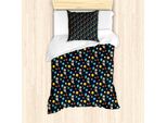 Abakuhaus Universo Set Copripiumino Per Letti Singoli, Sistema Solare, Antiacaro, Adatto A Chi Soffre Di Allergie, Con Federa, 135 Cm X 200 Cm - 80 X 80 Cm, Verde Acqua Scuro E Multicolore