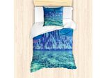 Set Copripiumino Abakuhaus Ice Berg Per Letti Singoli, Paesaggio Artico, Antiacaro, Adatto A Chi Soffre Di Allergie, Con Federa, 135 Cm X 200 Cm - 80 X 80 Cm, Verde Menta Multicolore