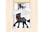 Abakuhaus Set Copripiumino Best Friend Per Letti Singoli, Pet Family Friendships, Antiacaro, Adatto A Chi Soffre Di Allergie, Con Federa, 135 Cm X 200 Cm - 80 X 80 Cm, Grigio Antracite Vermiglio