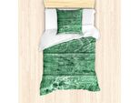 Abakuhaus Set Copripiumino Celtico Verde Per Letti Singoli, Effetto Legno, Antiacaro, Adatto A Chi Soffre Di Allergie, Con Federa, 135 Cm X 200 Cm - 80 X 80 Cm, Verde Alloro-Verde Giada