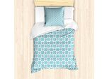 Abakuhaus Set Copripiumino Geometrico Per Letti Singoli, Arte Retrò Nested Squares, Antiacaro, Adatto A Chi Soffre Di Allergie, Con Federa, 135 Cm X 200 Cm - 80 X 80 Cm, Seafoam Dark Sky Blue