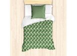 Abakuhaus Set Copripiumino Jungle Leaf Per Letti Singoli, Giardino Esotico Fogliame, Antiacaro, Adatto A Chi Soffre Di Allergie, Con Federa, 135 Cm X 200 Cm - 80 X 80 Cm, Verde Pavone Multicolore