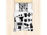 Abakuhaus Set Copripiumino Per Letto Singolo, Articoli Da Giardino Monocromatici, Antiacaro, Adatto A Chi Soffre Di Allergie, Con Federa, 135 Cm X 200 Cm - 80 X 80 Cm, Grigio Antracite Bianco