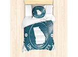 Abakuhaus Georgia Set Copripiumino Per Letti Singoli, Mappa Della Georgia Emblema Rotondo, Antiacaro, Adatto A Chi Soffre Di Allergie, Con Federa, 135 Cm X 200 Cm - 80 X 80 Cm, Verde Acqua Scuro Bianco