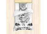 Abakuhaus Set Copripiumino Vintage Nautical Tattoo Per Letti Singoli, Sirena Marina, Antiacaro, Adatto A Chi Soffre Di Allergie, Con Federa, 135 Cm X 200 Cm - 80 X 80 Cm, Grigio Antracite Chiaro