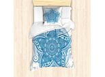 Abakuhaus Set Copripiumino Blu Mandala Per Letti Singoli, Wilde Zipfel Petals, Antiacaro, Adatto A Chi Soffre Di Allergie, Con Federa, 135 Cm X 200 Cm - 80 X 80 Cm, Blu Mare E Bianco