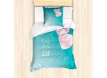 Abakuhaus Set Copripiumino Per Letto Singolo, Cuori E Palloncini, Antiacaro E Anallergico, Con Federa, 135 Cm X 200 Cm - 80 X 80 Cm, Rosa Pallido Scuro Seafoam