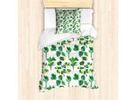 Abakuhaus Set Copripiumino Per Letto Singolo, Tropical Citrus-BlüTen, Antiacaro, Adatto A Chi Soffre Di Allergie, Con Federa, 135 Cm X 200 Cm - 80 X 80 Cm, Giallo Pastello E Verde Felce