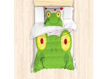 Abakuhaus Set Copripiumino Per Letti Singoli, Animal In Love Smile, Antiacaro, Adatto A Chi Soffre Di Allergie, Con Federa, 135 Cm X 200 Cm - 80 X 80 Cm, Rosa Baby-Verde