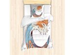 Set Copripiumino Da Letto Singolo Abakuhaus, Disegno Surf Giant Ocean Wave, Antiacaro E Anallergico, Con Federa, 135 Cm X 200 Cm - 80 X 80 Cm, Blu Pesca