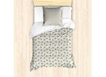 Abakuhaus Set Copripiumino Con Stampa Gufo Per Letti Singoli, Uccellini In Una Ciotola, Antiacaro, Adatto A Chi Soffre Di Allergie, Con Federa, 135 Cm X 200 Cm - 80 X 80 Cm, Pale Tan Verde Reseda