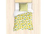 Abakuhaus Set Copripiumino Per Letto Singolo, Tema Frutta Fresca Estiva, Antiacaro E Anallergico, Con Federa, 135 Cm X 200 Cm - 80 X 80 Cm, Fern Green Earth Giallo