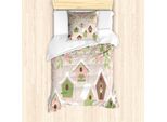 Abakuhaus Set Copripiumino Per Letti Singoli, Fiori Pastello Nido Di Neve, Antiacaro, Adatto A Chi Soffre Di Allergie, Con Federa, 135 Cm X 200 Cm - 80 X 80 Cm, Multicolore