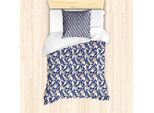 Abakuhaus Set Copripiumino Per Letti Singoli, Motivo Floreale Vintage Color Vaniglia, Antiacaro E Anallergico, Con Federa, 135 Cm X 200 Cm - 80 X 80 Cm, Beige Chiaro Indaco