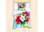 Abakuhaus Set Copripiumino Gerber Daisy Per Letti Singoli, Fiori In Un Vaso Artistico, Antiacaro, Adatto A Chi Soffre Di Allergie, Con Federa, 135 Cm X 200 Cm - 80 X 80 Cm, Multicolore