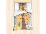 Abakuhaus Set Copripiumino Per Letti Singoli, Coppia Bears Baum, Antiacaro, Adatto A Chi Soffre Di Allergie, Con Federa, 135 Cm X 200 Cm - 80 X 80 Cm, Multicolore