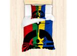 Abakuhaus Set Copripiumino Tribale Per Letti Singoli, Astratto, Antiacaro, Adatto A Chi Soffre Di Allergie, Con Federa, 135 Cm X 200 Cm - 80 X 80 Cm, Multicolore
