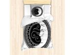 Abakuhaus Set Copripiumino Magic Moon Per Letti Singoli, Occhio Occulto Crescent, Antiacaro Adatto A Chi Soffre Di Allergie Con Federa, 135 Cm X 200 Cm - 80 X 80 Cm, Grigio Antracite E Bianco