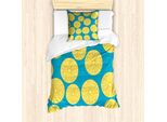 Abakuhaus Set Copripiumino Per Letto Singolo, Vivid Citrus Scheiben Kunst, Antiacaro, Adatto A Chi Soffre Di Allergie, Con Federa, 135 Cm X 200 Cm - 80 X 80 Cm, Sea Blue Earth Giallo