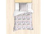 Abakuhaus Set Copripiumino Per Letto Singolo Torre Eiffel, Articolo Romantico Doodle, Antiacaro, Adatto A Chi Soffre Di Allergie, Con Federa, 135 Cm X 200 Cm - 80 X 80 Cm, Rosa Multicolore