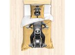 Abakuhaus Set Copripiumino Lemur Per Letti Singoli, Tropical Affe Scooter Kunst, Antiacaro, Adatto A Chi Soffre Di Allergie, Con Federa, 135 Cm X 200 Cm - 80 X 80 Cm, Sabbia Marrone Pale Taupe