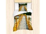 Abakuhaus Set Copripiumino Per Letti Singoli, HolzbrüCke Reisen, Antiacaro, Adatto A Chi Soffre Di Allergie, Con Federa, 135 Cm X 200 Cm - 80 X 80 Cm, Senape, Marrone Chiaro, Verde