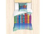 Abakuhaus Amsterdam Set Copripiumino Per Letti Singoli, Elementi Urbani Futuristici, Antiacaro, Adatto A Chi Soffre Di Allergie, Con Federa, 135 Cm X 200 Cm - 80 X 80 Cm, Blu Azzurro Multicolore