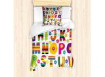 Abakuhaus Set Copripiumino Per Letto Singolo, Lettere Educative Floreali, Antiacaro, Adatto A Chi Soffre Di Allergie, Con Federa, 135 Cm X 200 Cm - 80 X 80 Cm, Multicolore