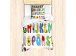 Abakuhaus Set Copripiumino Per Letto Singolo, Happy Educational Letters, Antiacaro, Adatto A Chi Soffre Di Allergie, Con Federa, 135 Cm X 200 Cm - 80 X 80 Cm, Multicolore