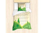 Abakuhaus Set Copripiumino Celtico Verde Per Letti Singoli, Paesaggio Agricolo Collinare, Antiacaro, Adatto A Chi Soffre Di Allergie, Con Federa, 135 Cm X 200 Cm - 80 X 80 Cm, Champagne Verde Giada
