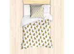 Abakuhaus Set Copripiumino Per Letto Singolo Yellow Bird, Pappagalli Tropicali, Antiacaro, Adatto A Chi Soffre Di Allergie, Con Federa, 135 Cm X 200 Cm - 80 X 80 Cm, Giallo Scuro Blu Cadetto
