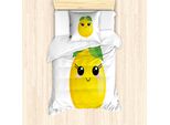 Abakuhaus Set Copripiumino Per Letto Singolo, Simplistic Citrus Kawaii, Antiacaro E Anallergico, Con Federa, 135 Cm X 200 Cm - 80 X 80 Cm, Verde Lime E Giallo Terra
