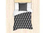 Abakuhaus Set Copripiumino Per Letti Singoli, Modern Monochrome Optical, Antiacaro, Adatto A Chi Soffre Di Allergie, Con Federa, 135 Cm X 200 Cm - 80 X 80 Cm, Grigio Antracite E Bianco