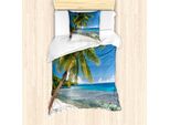 Abakuhaus Set Copripiumino Fiji Per Letti Singoli, Paradiso Tropicale Per Viaggiatori, Antiacaro, Adatto A Chi Soffre Di Allergie, Con Federa, 135 Cm X 200 Cm - 80 X 80 Cm, Blu Azzurro Multicolore