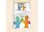 Abakuhaus Set Copripiumino Best Friend Per Letti Singoli, High 5 Buddies Kunst, Antiacaro, Adatto A Chi Soffre Di Allergie, Con Federa, 135 Cm X 200 Cm - 80 X 80 Cm, Bianco Multicolore