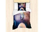 Abakuhaus Universo Set Copripiumino Per Letti Singoli, Panorama Galattico, Antiacaro, Adatto A Chi Soffre Di Allergie, Con Federa, 135 Cm X 200 Cm - 80 X 80 Cm, Multicolore