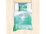 Abakuhaus Set Copripiumino Swans Per Letti Singoli, Paesaggio Pastorale Primaverile, Antiacaro, Adatto A Chi Soffre Di Allergie, Con Federa, 135 Cm X 200 Cm - 80 X 80 Cm, Seafoam Azzurro Pallido