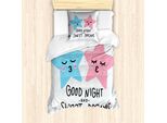 Abakuhaus Set Copripiumino Per Letto Singolo, TräUme Sterne Kuss, Antiacaro, Adatto A Chi Soffre Di Allergie, Con Federa, 135 Cm X 200 Cm - 80 X 80 Cm, Azzurro Cielo Rosa Confetto