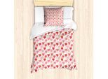 Abakuhaus Set Copripiumino Vintage Valentine Per Letti Singoli, Cuori Artistici, Antiacaro, Adatto A Chi Soffre Di Allergie, Con Federa, 135 Cm X 200 Cm - 80 X 80 Cm, Coral Blush