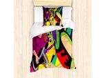 Abakuhaus Set Copripiumino Rock'n'Roll Per Letti Singoli, Creativo E Gotico, Antiacaro, Adatto A Chi Soffre Di Allergie, Con Federa, 135 Cm X 200 Cm - 80 X 80 Cm, Viola Scuro Multicolore