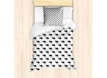 Abakuhaus Set Copripiumino Per Letti Singoli, Sagome Di Animali Monocromatiche, Antiacaro, Adatto A Chi Soffre Di Allergie, Con Federa, 135 Cm X 200 Cm - 80 X 80 Cm, Grigio Antracite E Bianco