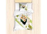 Abakuhaus Set Copripiumino Wasabi Per Letti Singoli, Piatto Sushi Maki, Bacchette, Antiacaro, Adatto A Chi Soffre Di Allergie, Con Federa, 135 Cm X 200 Cm - 80 X 80 Cm, Multicolore