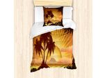 Abakuhaus Set Copripiumino Fiji Per Letti Singoli, Grafica Digitale Con Scena Del Tramonto, Antiacaro E Anallergico, Con Federa, 135 Cm X 200 Cm - 80 X 80 Cm, Multicolore