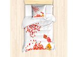 Abakuhaus Set Copripiumino Per Letto Singolo, Foglie D'albero, Antiacaro, Adatto A Chi Soffre Di Allergie, Con Federa, 135 Cm X 200 Cm - 80 X 80 Cm, Marigold Vermilion
